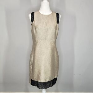 Adolfo Dominguez linen blend sleeveless shift dress Beige Size 42 US Size 10